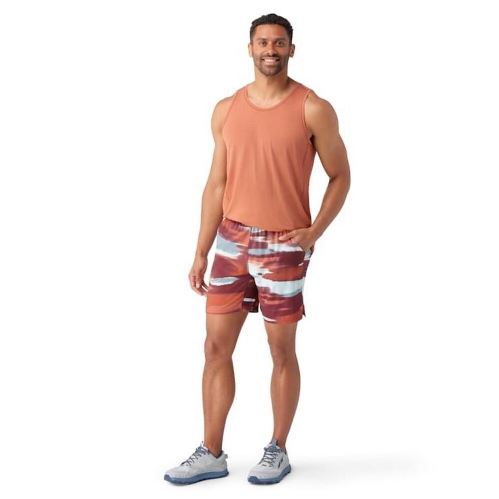 Smartwool Men's Active Lined 8" Short Black Cherry Horizon Print Size Large